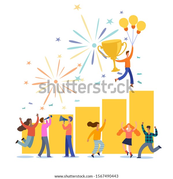 People Stand On Podium First Second Stock Vector (Royalty Free) 1567490443
