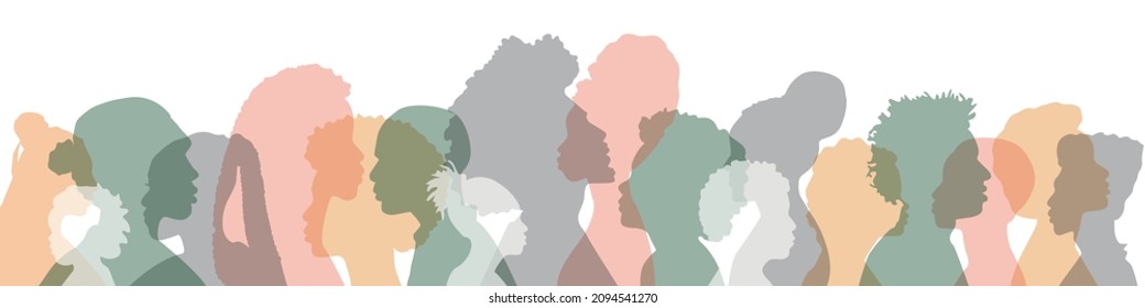 People stand side by side together. Flat vector illustration. - Shutterstock ID 2094541270