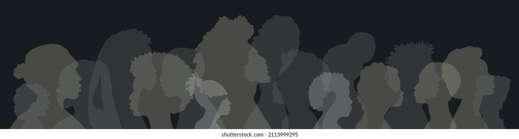 People stand side by side together. Flat vector illustration.