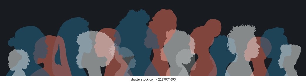 People stand side by side together. Flat vector illustration.	
