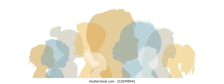 People stand side by side together. Flat vector illustration.	