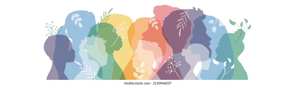 People stand side by side together. Flat vector illustration.