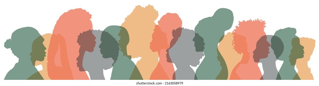 People stand side by side together. Flat vector illustration.