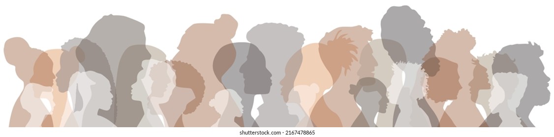 People stand side by side together. Flat vector illustration.