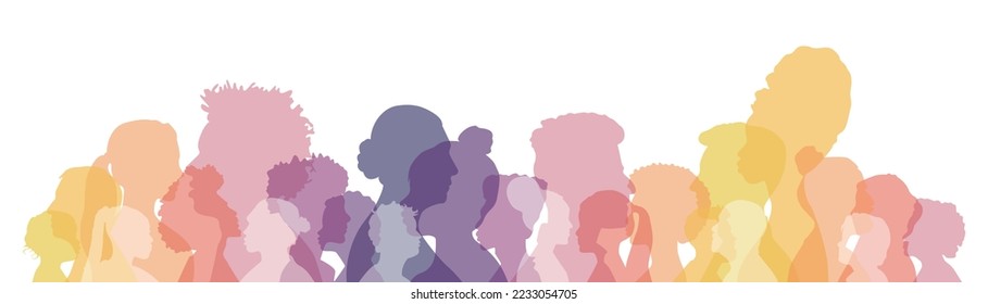 People stand side by side together. Flat vector illustration.