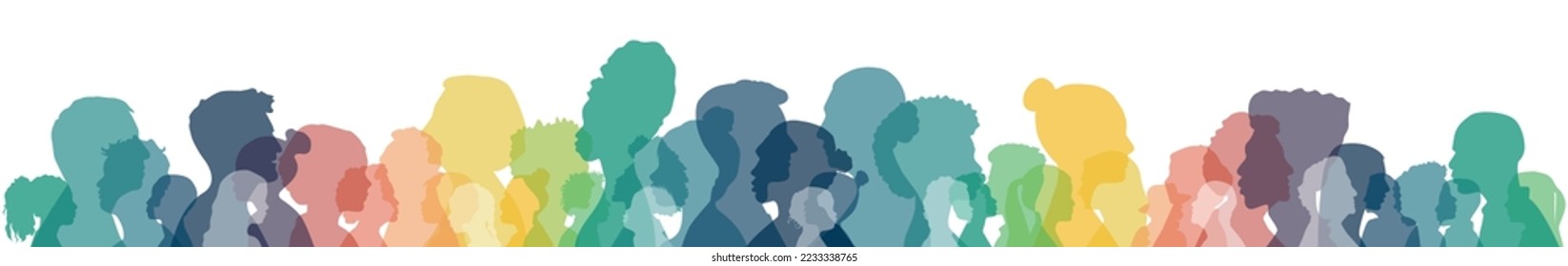 People stand side by side together. Flat vector illustration.	