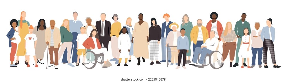 La gente se mantiene unida. Ilustración vectorial plana.