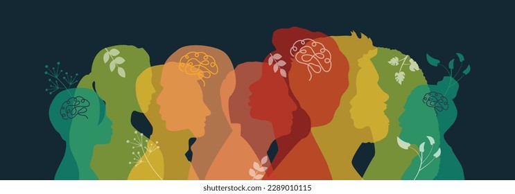 People stand side by side together. Flat vector illustration.