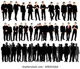 People Stand Silhouette Crowd People Stock Vector (Royalty Free ...