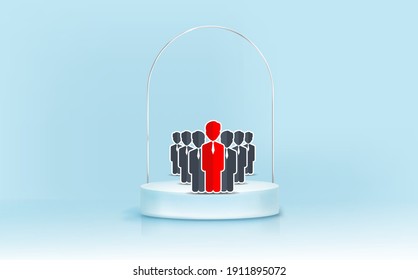 People standing around a circle connecting with each others. Vector artwork depicts multi network, human cooperation, teamwork, group, community, unity, and organization.
