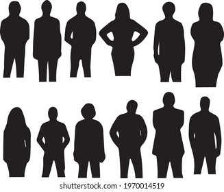 People Standing back Silhouette Vector Illustration