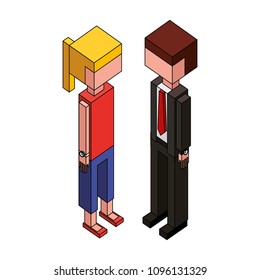 people standing characters cartoon isometric