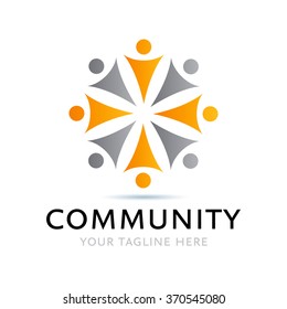 People Standing In A Circle Logo Icon Elements Template