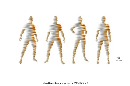 People standing in group. 3d human body model. Design element. Vector illustration.