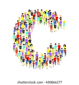 People standing as letter flat isometric 3d vector illustration. Letter concept idea. Creative people collection.