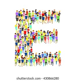 People standing as letter flat isometric 3d vector illustration. Letter concept idea. Creative people collection.