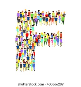 People standing as letter flat isometric 3d vector illustration. Letter concept idea. Creative people collection.