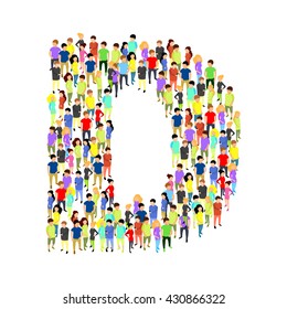 People standing as letter flat isometric 3d vector illustration. Letter concept idea. Creative people collection.