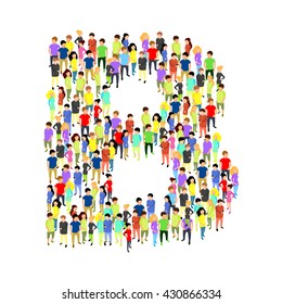 People standing as letter flat isometric 3d vector illustration. Letter concept idea. Creative people collection.