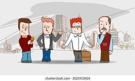 People standing in the middle of the street wondering what choice to make