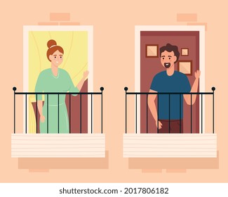 people standing on the balconies