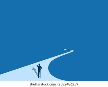 People standing on a lonely, long and difficult road. Business concept