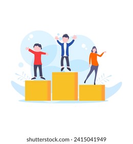 People standing on the podium rank design template illustration