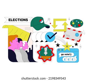 People standing on tribunes with raising hands vector illustration