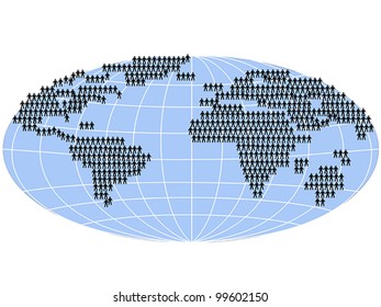 people standing on world map