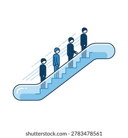 People standing in a queue on an escalator with escalator, transportation