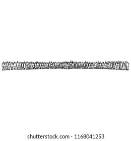 people standing in a row vector illustration sketch doodle hand drawn with black lines isolated on white background