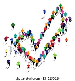 A lot of people standing in a shape of tick.