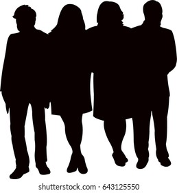 people standing and talking, silhouette vector