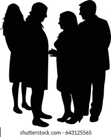 people standing and talking, silhouette vector