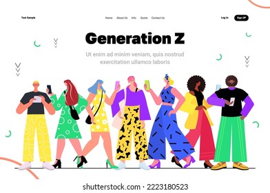 personas unidas concepto de estilo de vida de generación Z nueva tendencia demográfica moderna con gen juvenil progresivo