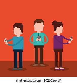 people standing together using smartphone technology
