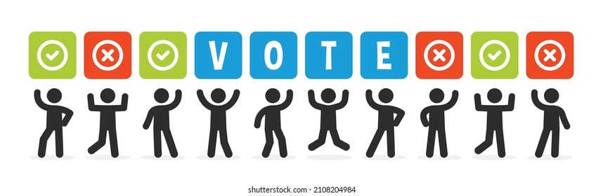 People standing with Vote sign banner. Election campaign