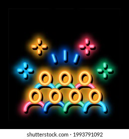People in Stands neon light sign vector. Glowing bright icon People in Stands Sign. transparent symbol illustration