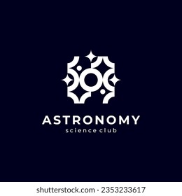 people and star for astronomy and science club logo design