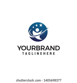 people star circle logo design concept template vector