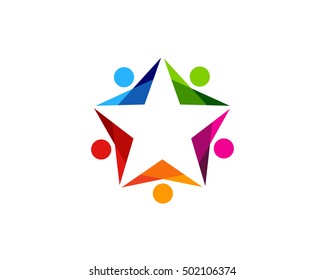 People Star Logo Design Template