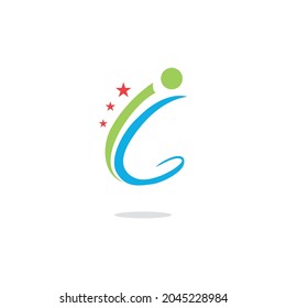 people star number 6 abstract logo icon flat concept vector graphic design