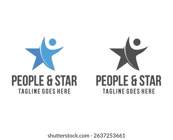 people and star success logo design, vector illustration, isolated on transparent background