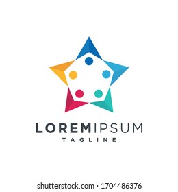 la gente estrella icono de trabajo en equipo . plantilla vectorial de diseño de logotipo coloreado por la humanidad