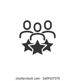 People with stars icon in flat style. Businessman rating vector illustration on white isolated background. Quality information business concept.