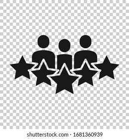 People with stars icon in flat style. Businessman rating vector illustration on white isolated background. Quality information business concept.