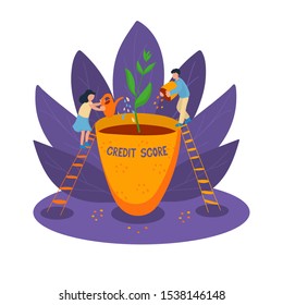 People start building their credit score at the beginning of adulthood. people grow a plant association.