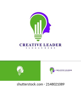 People Stats With Bulb Logo Design Vector Template, Creative People Logo Design Concepts