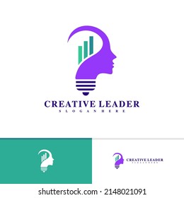 Estadísticas de personas con diseño vectorial de logotipo de bombilla, conceptos de diseño del logo de Creative People