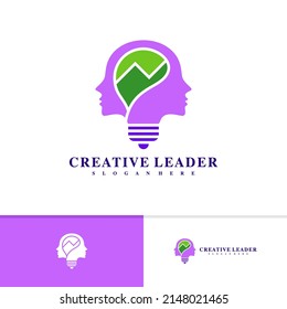 People stats with bulb logo design vector template, Creative People logo design concepts
